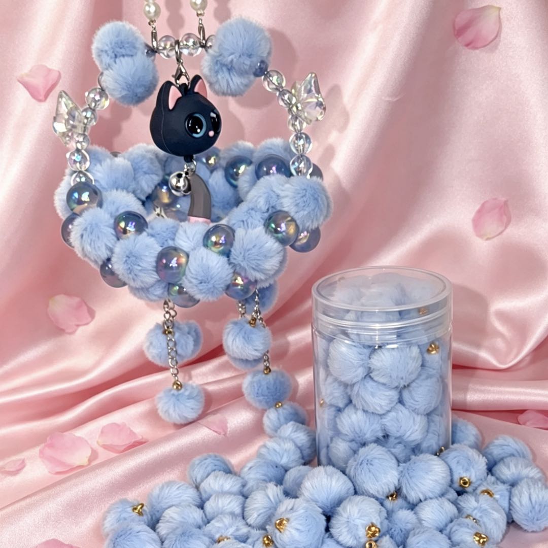 [開封] NEW.糸通し吊り穴付きポンポンパーツ 20 種類以上のカラー展開 DIY 手芸装飾素材