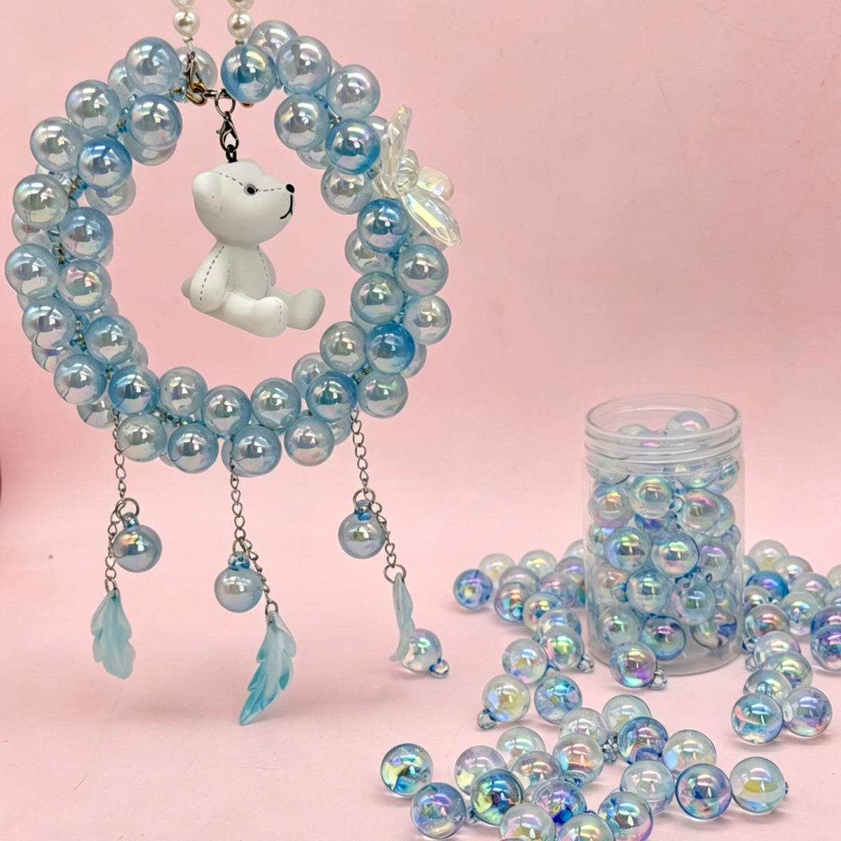 [開封] NEW.ゼリー質感 輪付きビーズ DIY ハンドメイドアクセサリーパーツ