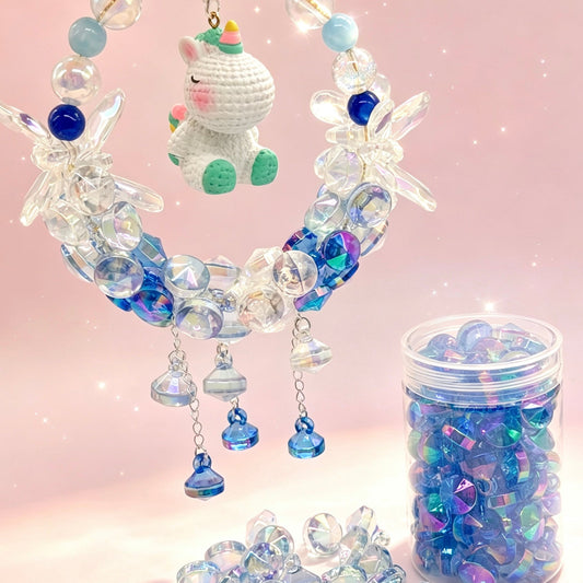 [開封] メッキアクリル クリアカラーダイヤカット吊り穴ビーズ全 9 色