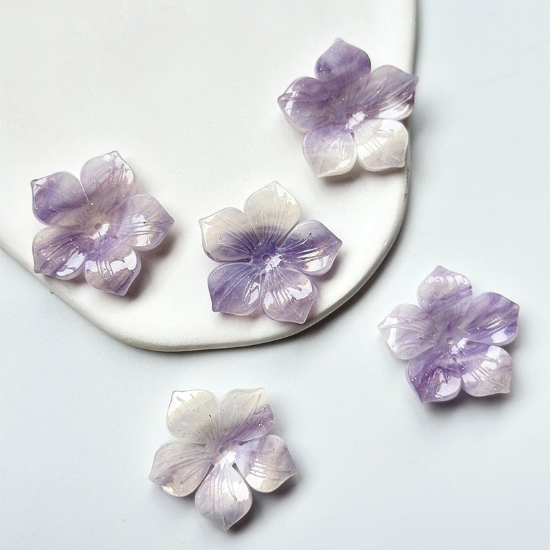 [開封] NEW.約 30mm 穴付き立体 5 弁花ビーズ