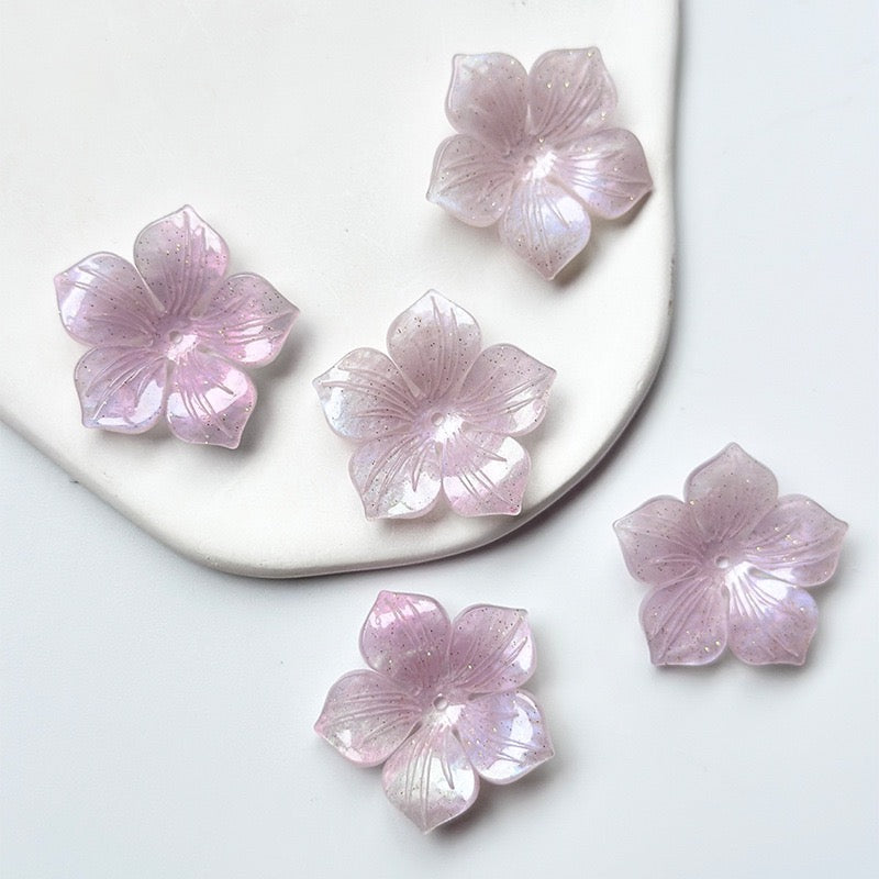[開封] NEW.約 30mm 穴付き立体 5 弁花ビーズ