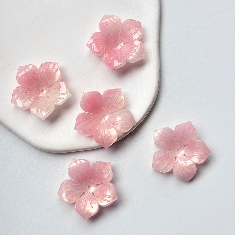[開封] NEW.約 30mm 穴付き立体 5 弁花ビーズ