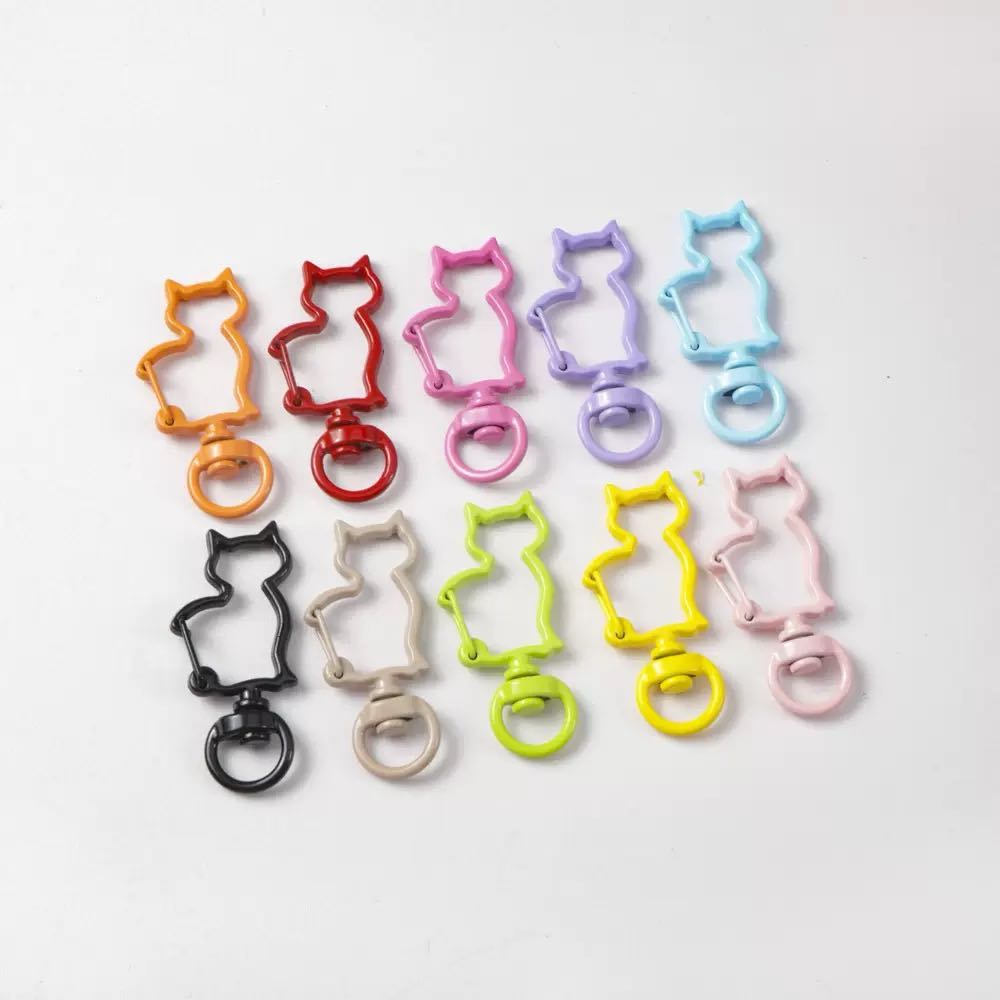 [開封] NEW.開閉スムーズなスプリングカナカン付きキーホルダー金具、バッグチャーム・カーチャーム・キーホルダー自作に使える DIY 手芸パーツ