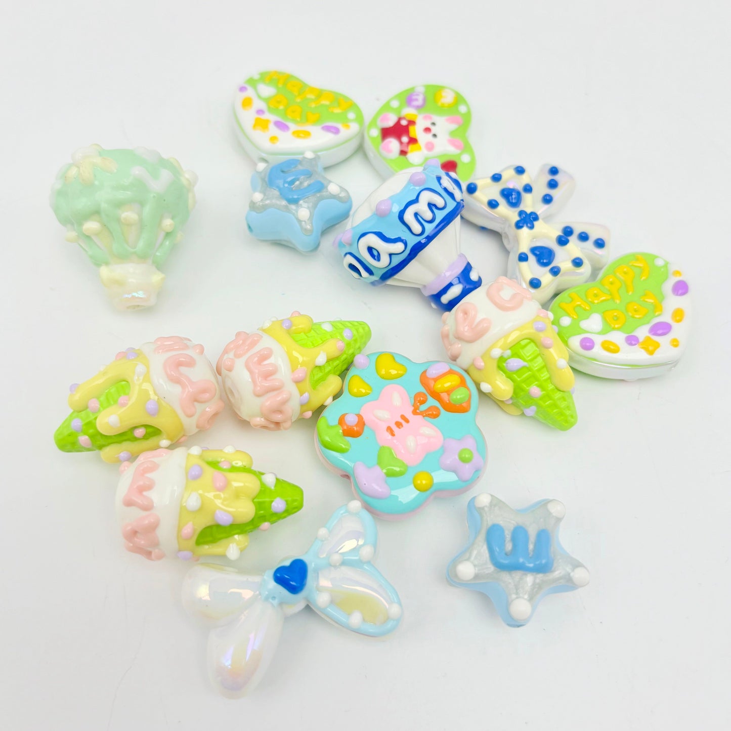 [開封] NEW.繊細手描きビーズ 1 粒ずつデザイン違う一点もの DIY 素材