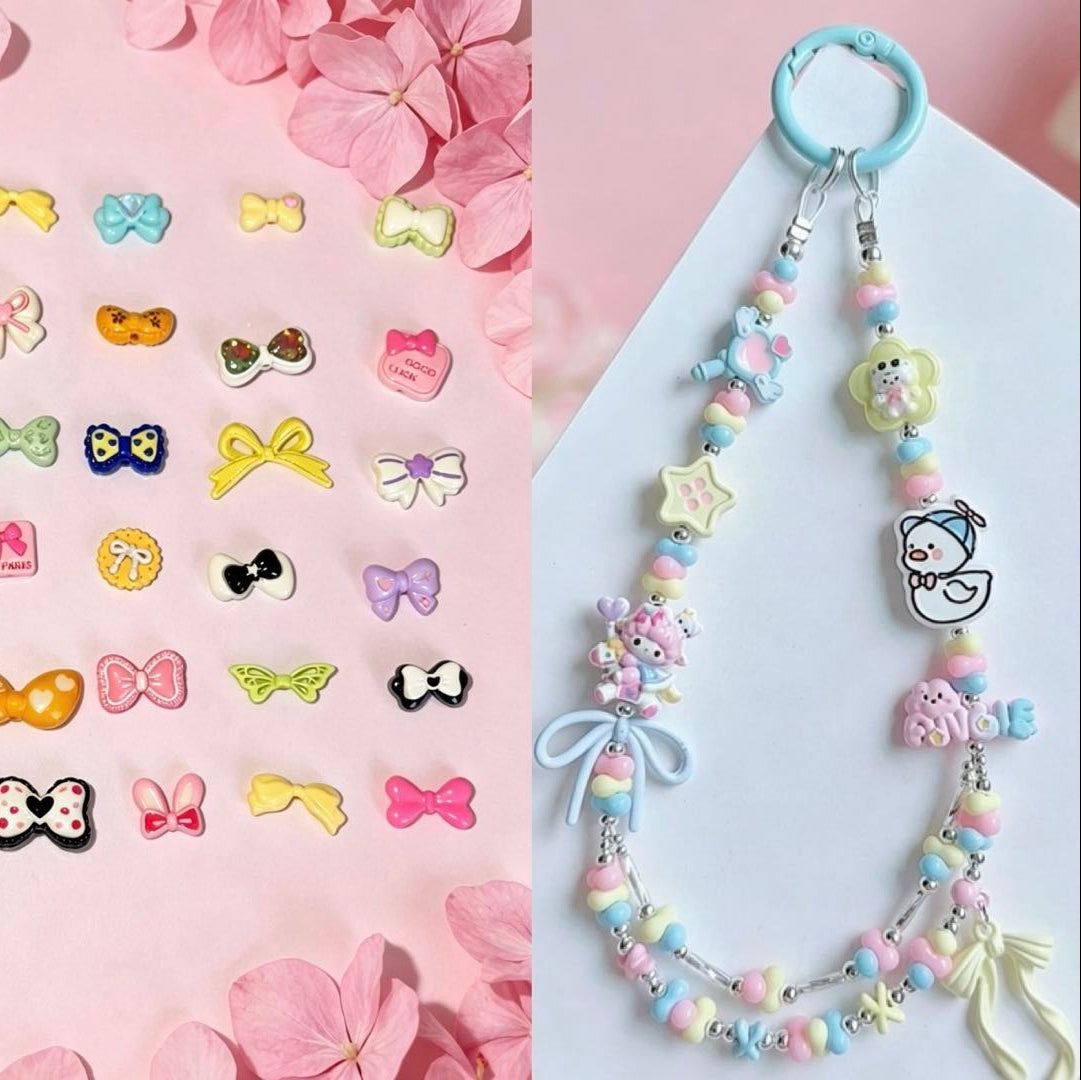 [開封] NEW.デザイン豊富なリボン飾りパーツ 合金製を中心に樹脂タイプも混在 DIY 手芸素材