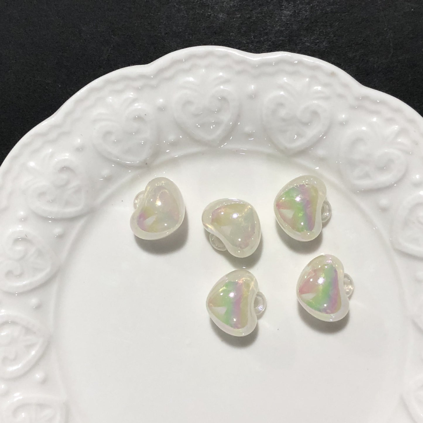 [開封] NEW.ハート型吊り穴付きパーツ 全 9 色 DIY 手芸装飾素材