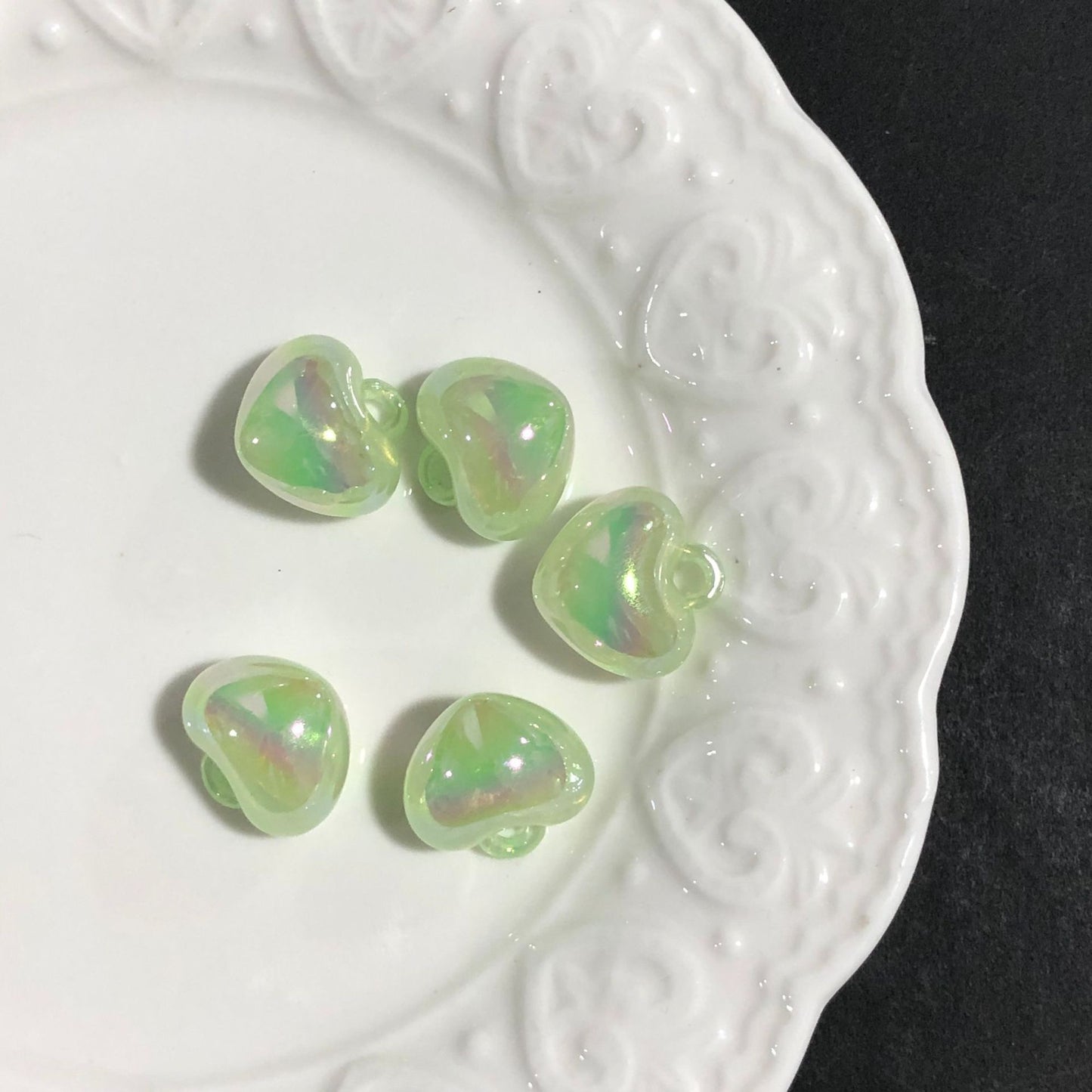 [開封] NEW.ハート型吊り穴付きパーツ 全 9 色 DIY 手芸装飾素材