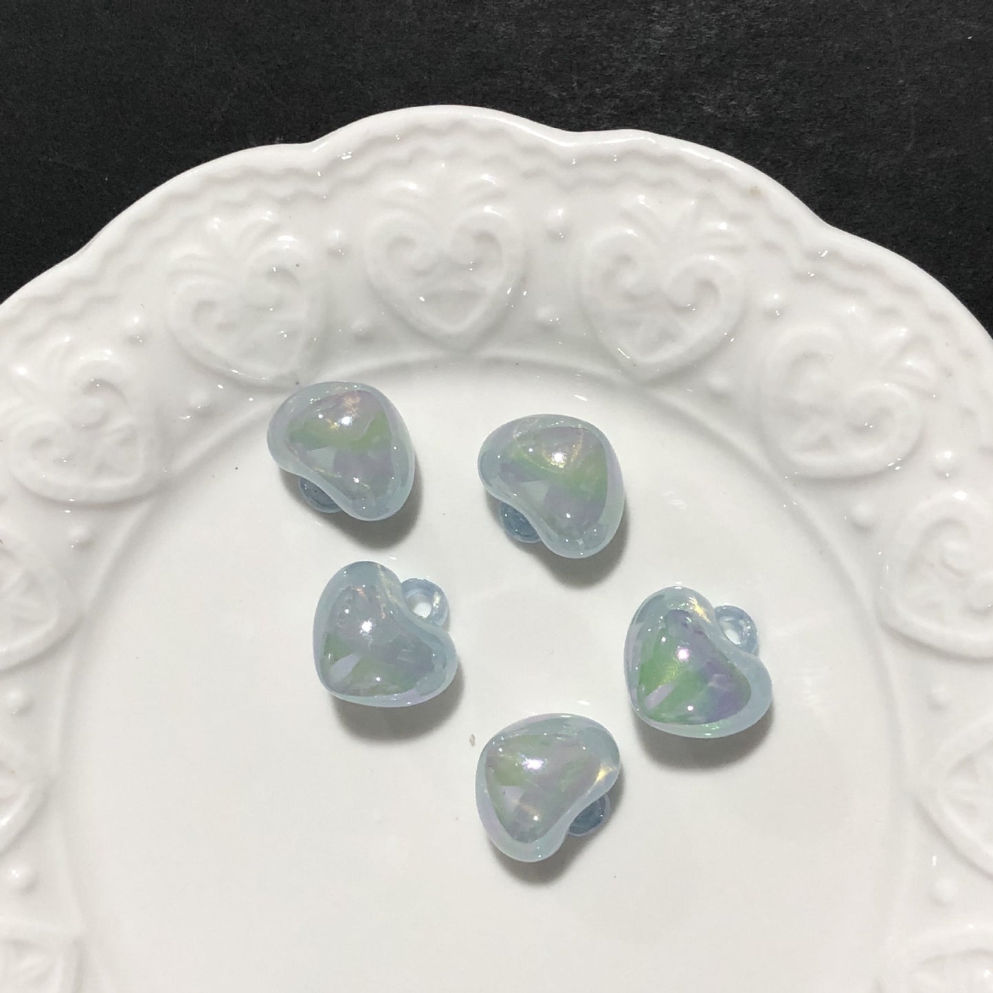 [開封] NEW.ハート型吊り穴付きパーツ 全 9 色 DIY 手芸装飾素材