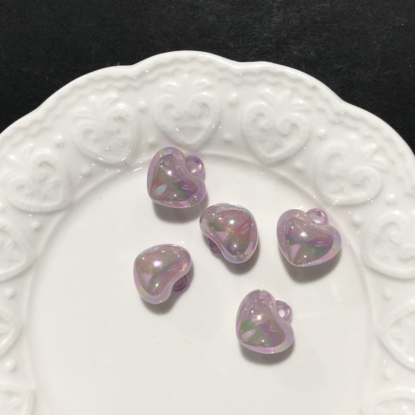 [開封] NEW.ハート型吊り穴付きパーツ 全 9 色 DIY 手芸装飾素材