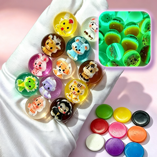 [開封] NEW.約 16mm 動物貫通穴ビーズ 十二支のみ紫外線変色・蓄光