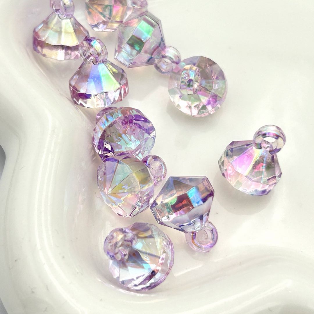 [開封] メッキアクリル クリアカラーダイヤカット吊り穴ビーズ全 9 色